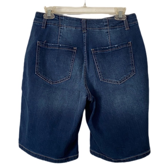 Time and Tru Denim Utility Bermuda Shorts High Rise Medium Blue Wash Size 4 - Picture 2 of 12